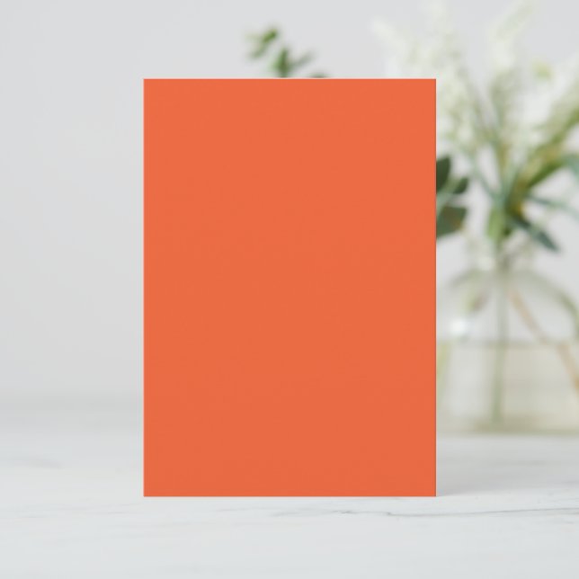 Bright Orange Minimalist Solid Background RSVP Card (Standing Front)