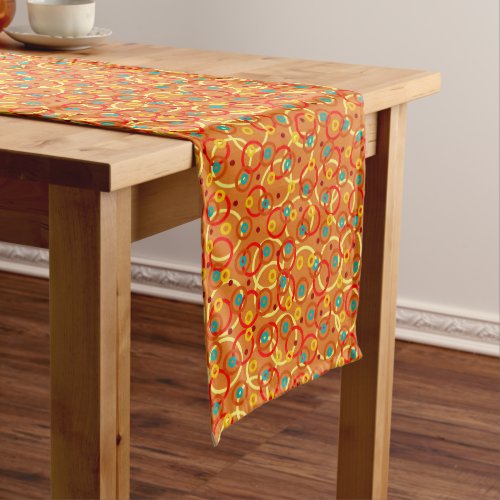 Bright Orange Modern Geometric Rings Pattern Medium Table Runner