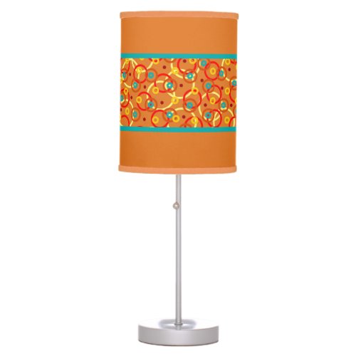 Bright Orange Modern Geometric Rings Pattern Table Lamp
