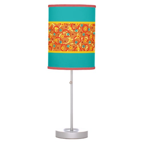 Bright Orange Modern Geometric Rings Pattern Table Lamp