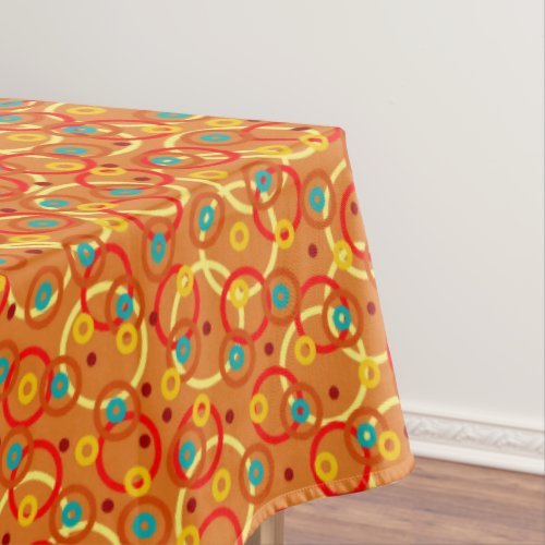 Bright Orange Modern Geometric Rings Pattern Tablecloth