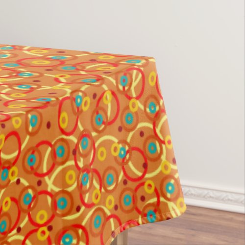 Bright Orange Modern Geometric Rings Pattern Tablecloth