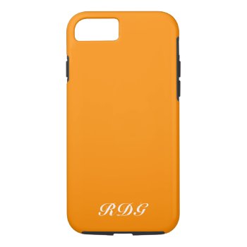 Bright Orange Modern Professional White Monogram Iphone 8/7 Case by SharonaCreations at Zazzle