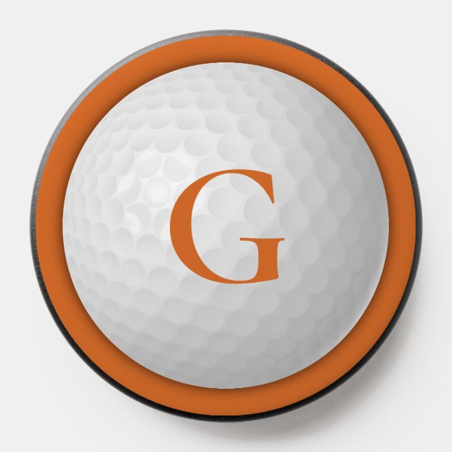 Bright Orange Monogram Golf Ball PopSocket (Popsocket)