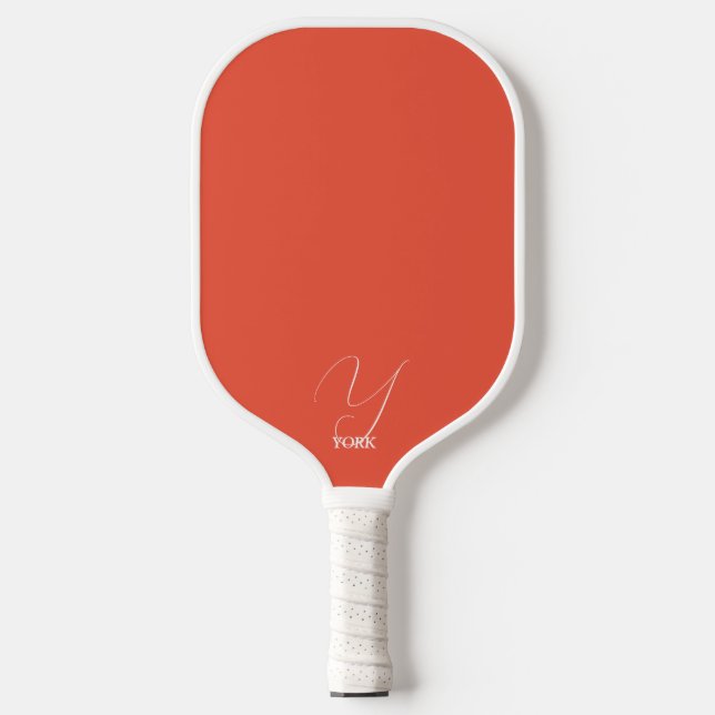 Bright Orange Monogrammed Pickleball Paddle (Front)
