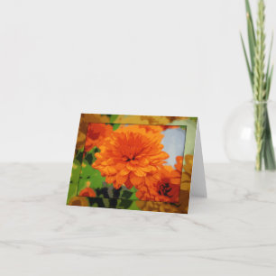 Bright Orange Mums Note Card