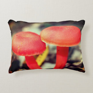 Bright Orange Mushroom Pair Close Up Accent Pillow