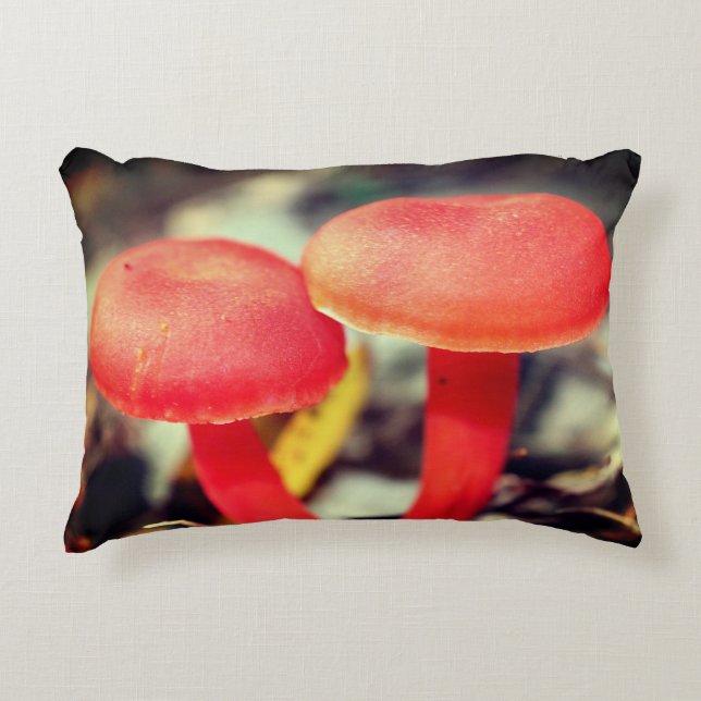 Bright Orange Mushroom Pair Close Up  Accent Pillow (Front)
