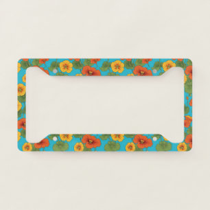 Bright Orange Nasturtiums and Turquoise License Plate Frame