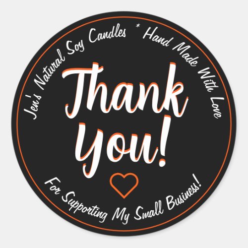 Bright Orange Neon Black Thank You Product Labels 