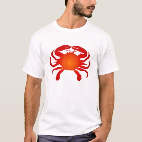 Bright Orange Ombre Crab Silhouette T_Shirt