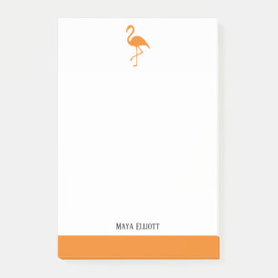 Bright Orange on White Flamingo & Border w/ Name Post-it Notes