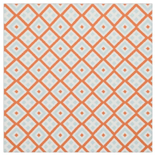 Bright Orange Pale Gray Green Blue Squares Pattern Fabric