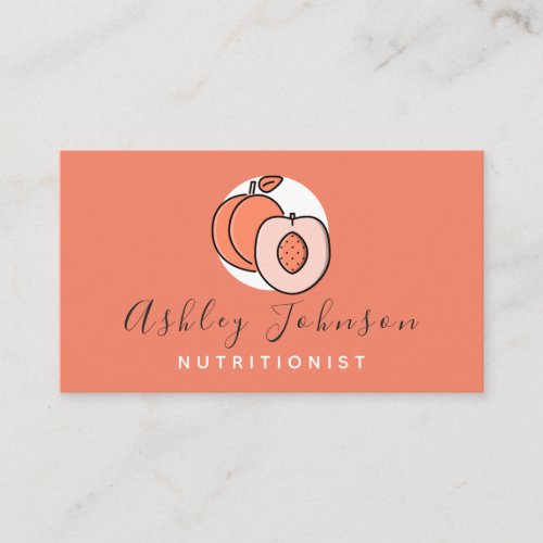 Bright Orange Peach Delicious Fruit Nutritionist Business Card