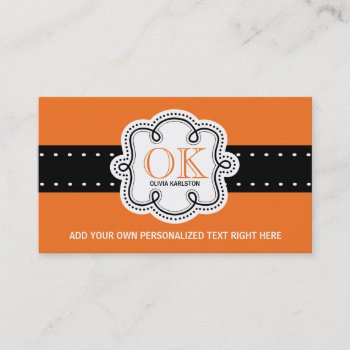 Bright Orange Personalized Initials Any Occupation Business Card by PartyHearty at Zazzle