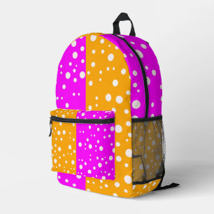 Bright Orange & Pink Color - Aesthetic Color Block Printed Backpack
