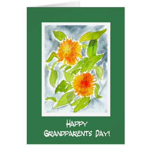 Bright Orange Pot Marigolds Grandparents Day Cards (Front)