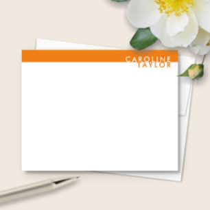 Bright Orange Preppy Custom Name Stationery Note Card