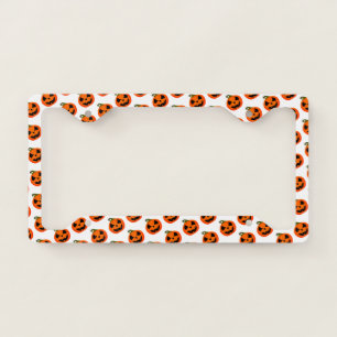 Bright Orange Pumpkin face pattern License Plate Frame