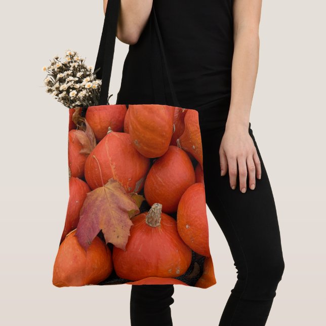 Bright Orange Pumpkin Tote (Close Up)