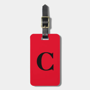 Bright Orange Red Colorful Monogram Name Custom Luggage Tag