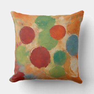 Bright Orange Red Green Dots Throw Pillow