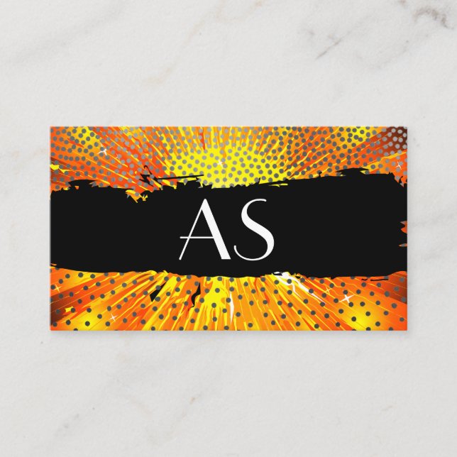 Bright Orange Reds | Dot Pattern | Monogram Business Card (Front)