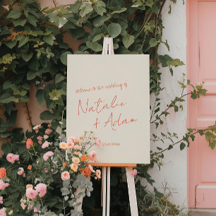 Bright Orange Retro Fun Whimsical Wedding Welcome Foam Board