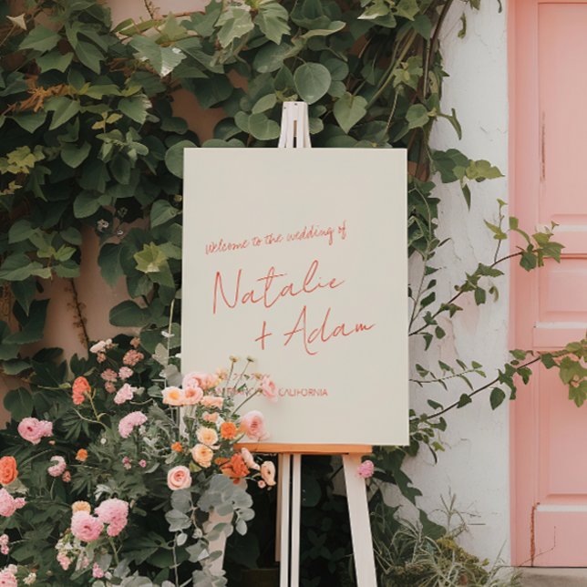 Bright Orange Retro Fun Whimsical Wedding Welcome Foam Board (Creator Uploaded)