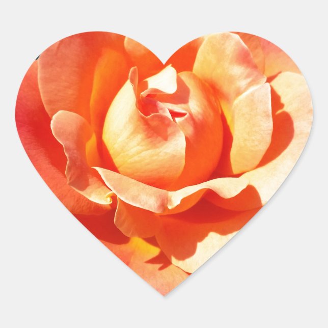 Bright orange rose heart sticker (Front)