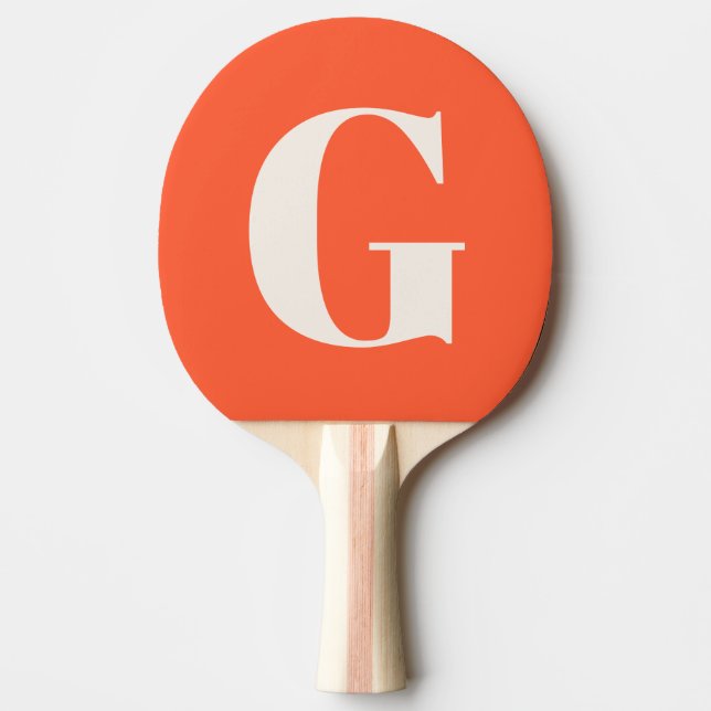 Bright Orange Simple Bold Monogram Personalized  Ping Pong Paddle (Front)