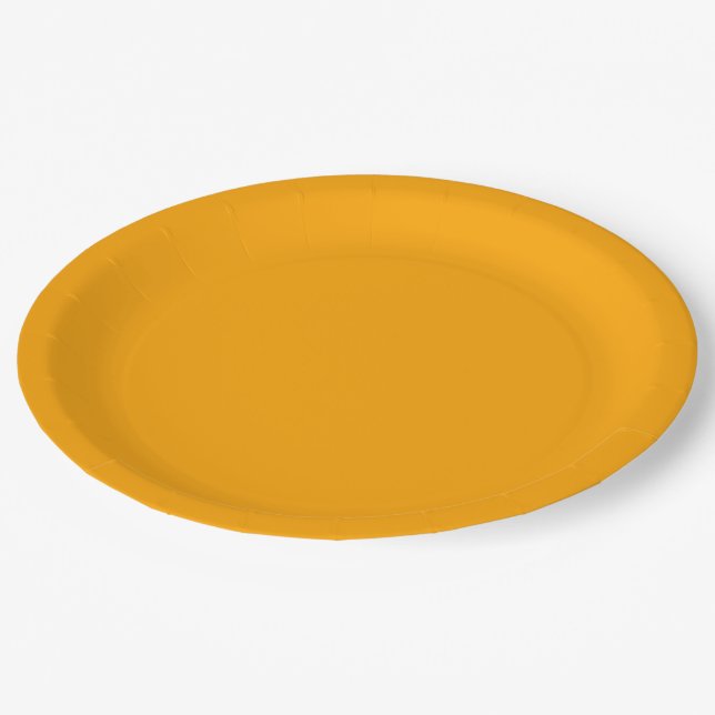 Bright Orange Solid Color Paper Plates (Angled)
