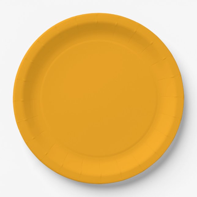 Bright Orange Solid Color Paper Plates (Front)
