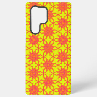 Bright Orange Starburst Flower on Yellow Samsung Galaxy S22 Ultra Case