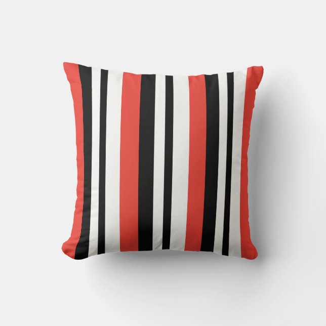 Bright Orange Stripe Reversible Pillow (Front)