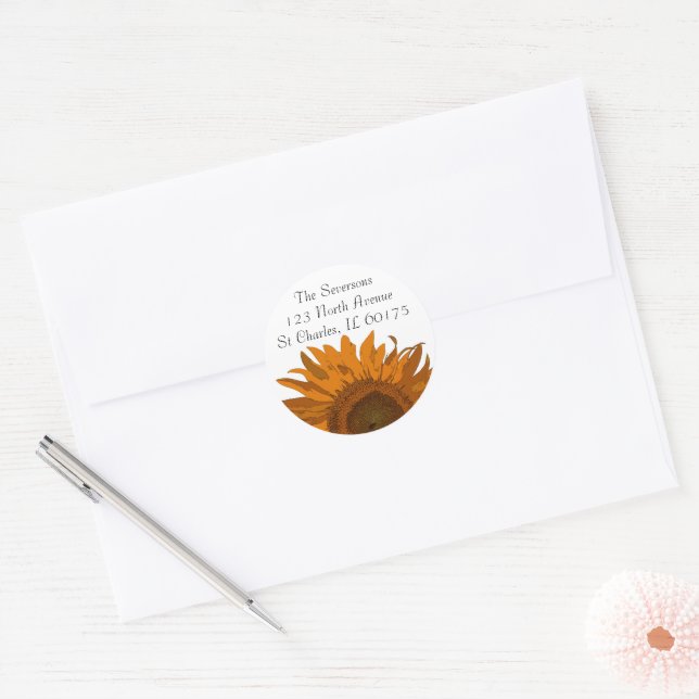 Bright Orange Sunflower Return Address Stickers (Envelope)