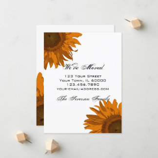 Bright Orange Sunflowers Change of Address Announcement