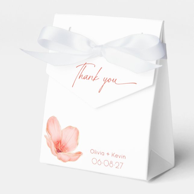 Bright orange thank you modern wedding favor boxes (Front Side)
