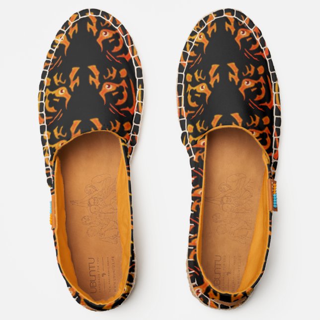 Bright Orange Tiger Face Canvas Afridrilles Shoes (Front)