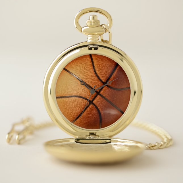 Bright Orange Traditional Basketball, Pocket Watch (Inside)
