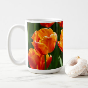 Bright orange tulips in the park     coffee mug