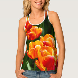 Bright orange tulips in the park   tank top