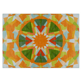 Bright Orange Vibrant Green Star Kitsch Eclectic Cutting Board