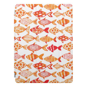 Bright Orange Watercolor Fish Pattern iPad Pro Cover