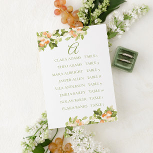 Bright Orange Wedding Seating Chart Card