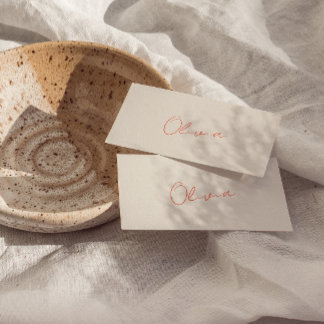 Bright Orange Whimsical Retro Wedding Place Cards