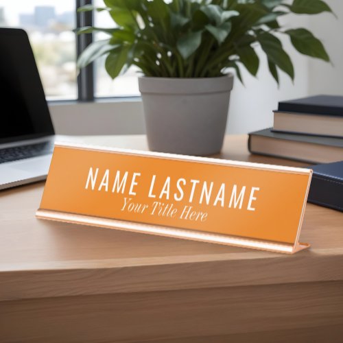 Bright Orange White Fonts Desk Name Plate