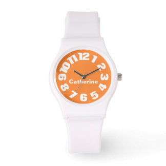 Bright Orange/White Personalized Women's Watch