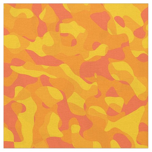 Bright Orange Yellow Camouflage Print Pattern Fabric