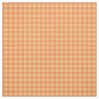 Bright Orange Yellow Check Gingham Pattern Fabric
